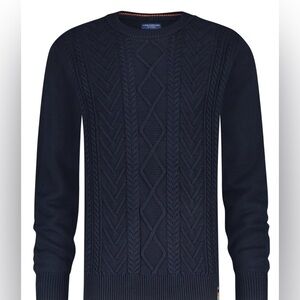 A Fish Named Fred Cable Pullover Sweater Navy Mens Medium Brand New NWT